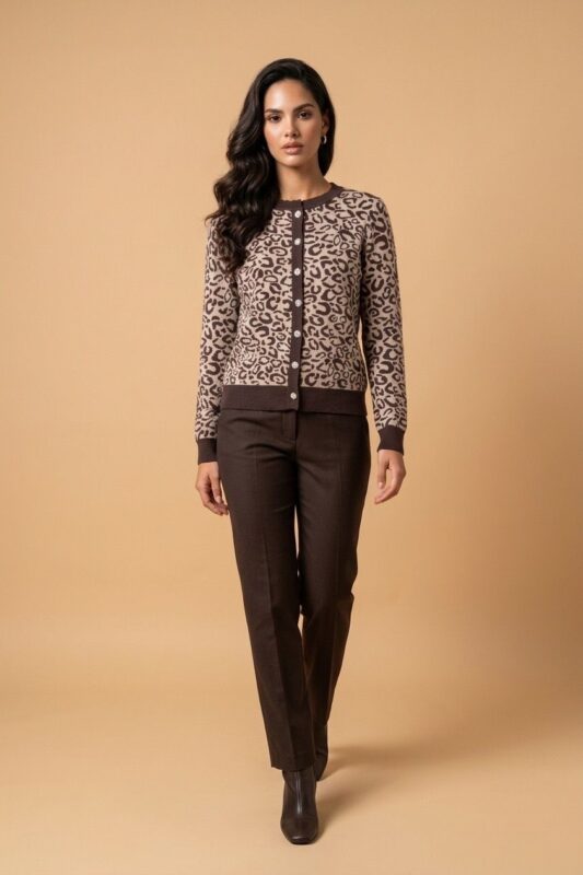Leopard print cardigan with button detail