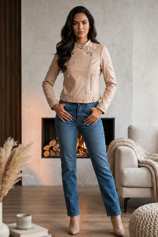 Blush pleather jacket